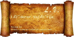 Lóderer Valéria névjegykártya